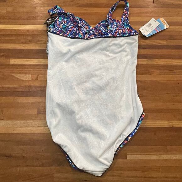 Swim Solutions Women's Tummy-Control Shirred One-Piece Swimsuit 12 - Picture 9 of 9